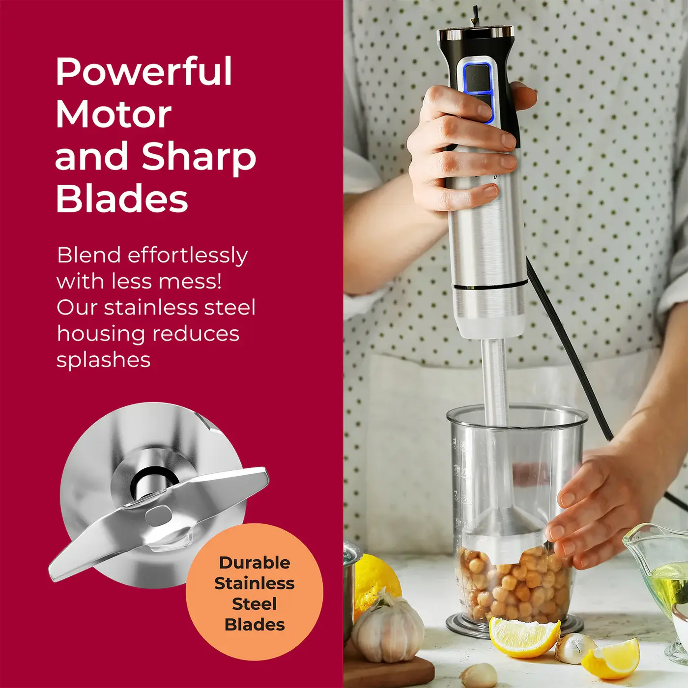 800-watt hand blender with attachments